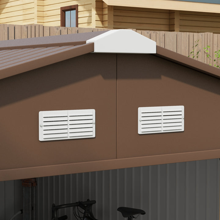 Stålredskabsskur 20m³ redskabsskur havehus cykelskur haveskur brun 340 x 386 x 200 cm