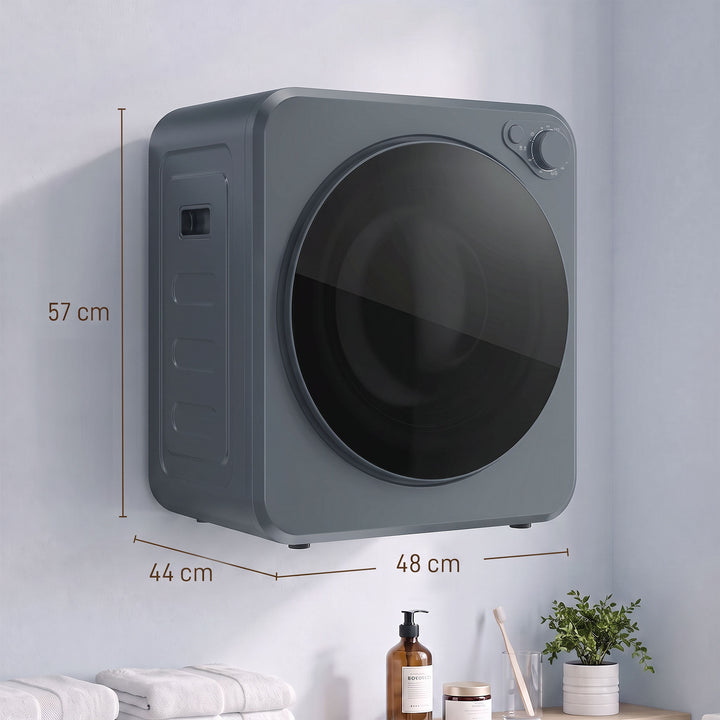 Mini tørretumbler, 4 kg kapacitet, 5 programmer, 800W/400W, fritstående, grå