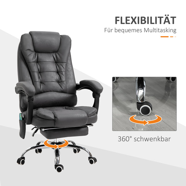 Kontorstol med massagefunktion, ergonomisk, 65x160x104cm, grå