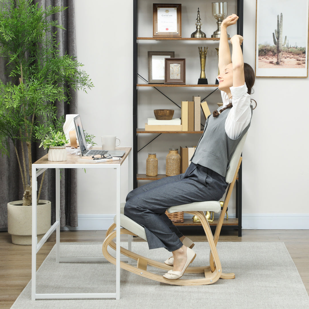 Ergonomisk knælestol, knælestol, sundhedsstol til hjemmet, kontoret, meditation, creme