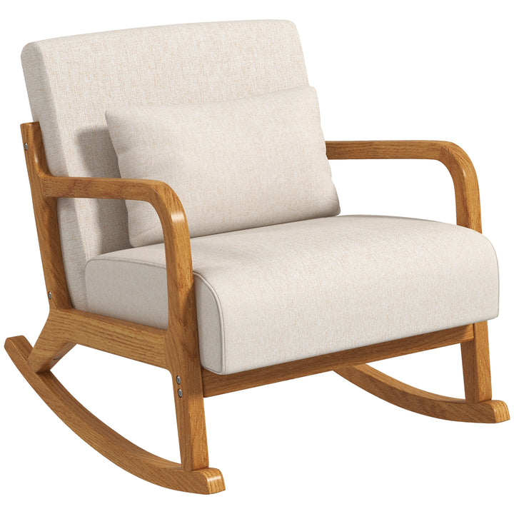 Retro gyngestol, gummitræ, 64,5 cm x 92 cm x 81,5 cm, beige + brun