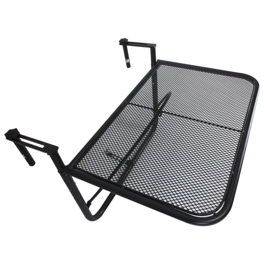 Balkonhængebord, havebord, højdejusterbart, firkantet, terrassebord, metal, sort, L60 x B56,5 x H45 cm