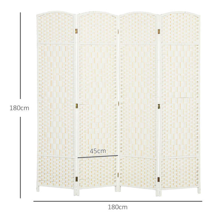 Rumdeler, 4-panels foldbar skillevæg, vævet mønster, fyrretræ, hvid