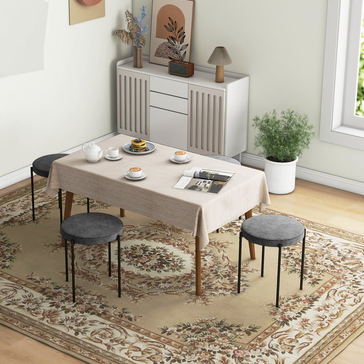 Køkkenskamler sæt med 4, stabelbar, velvet look, op til 100 kg, stålstel, 41,5 x 41,5 x 46 cm, mørkegrå