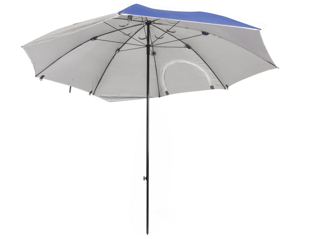 Stort, foldbart havetelt med strandparasol