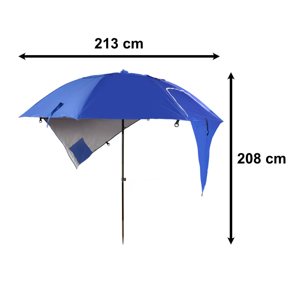 Stort, foldbart havetelt med strandparasol