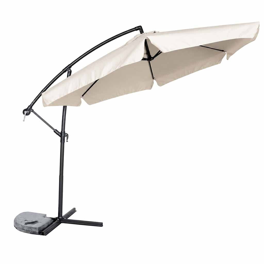 Haveparasol stor foldbar parasol med arm 290 cm beige