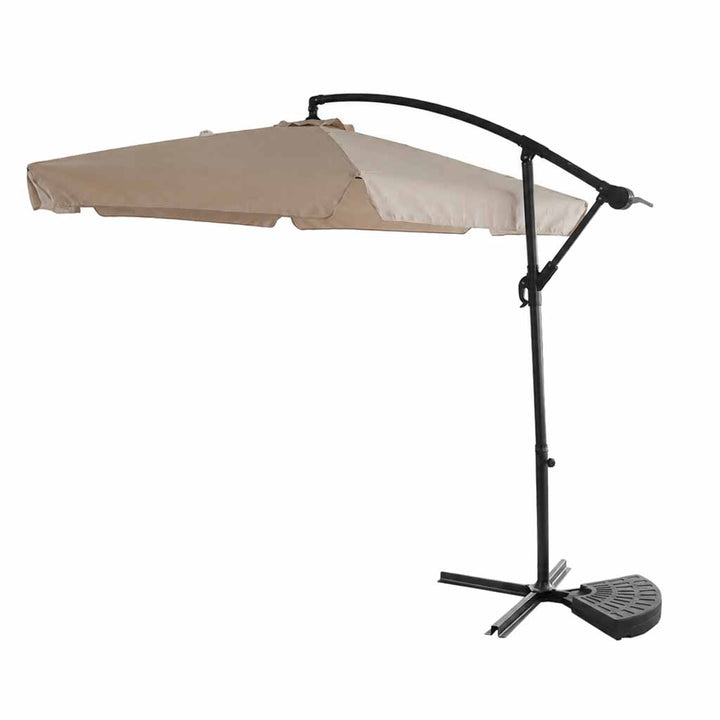 Haveparasol stor foldbar parasol med arm 290 cm beige