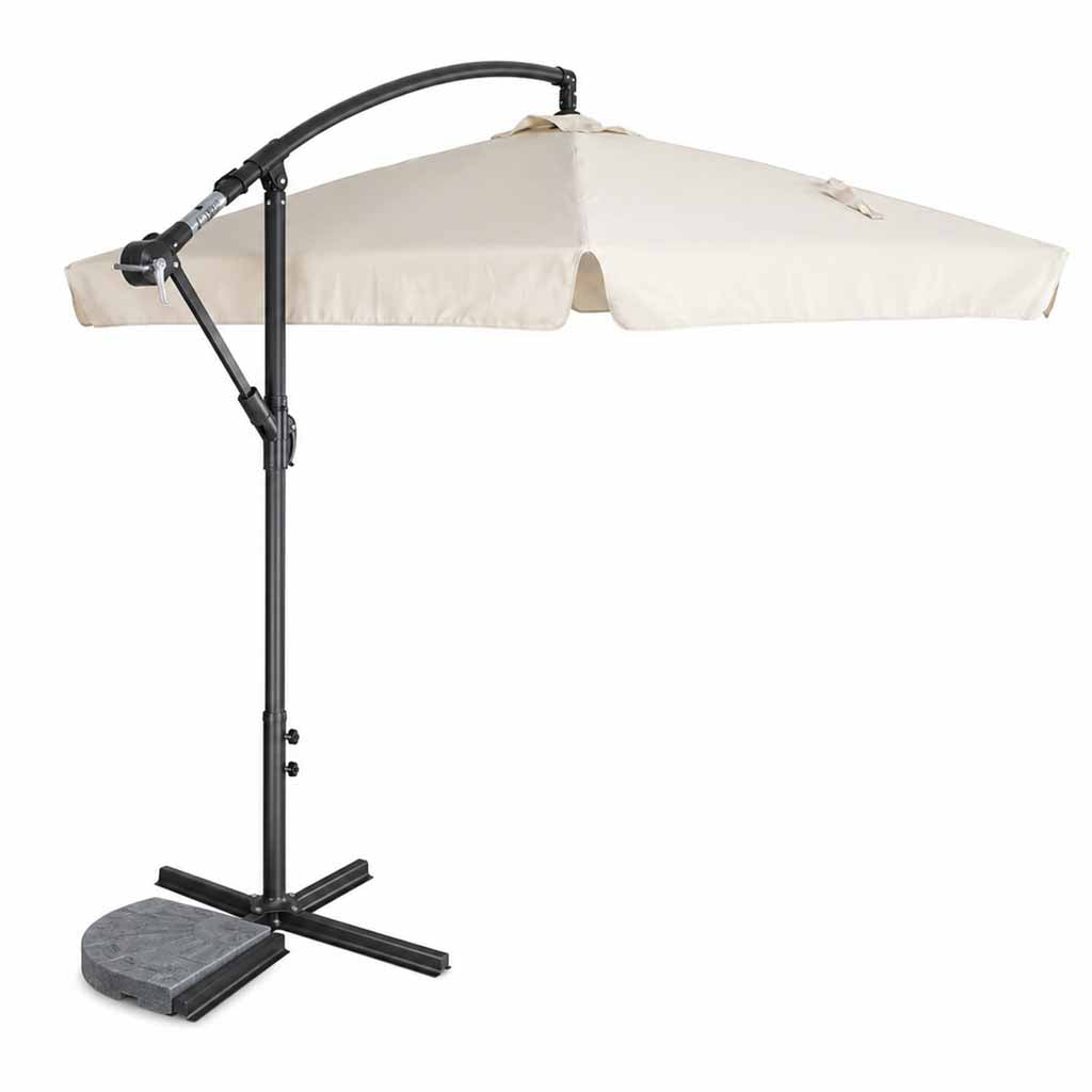 Haveparasol stor foldbar parasol med arm 290 cm beige