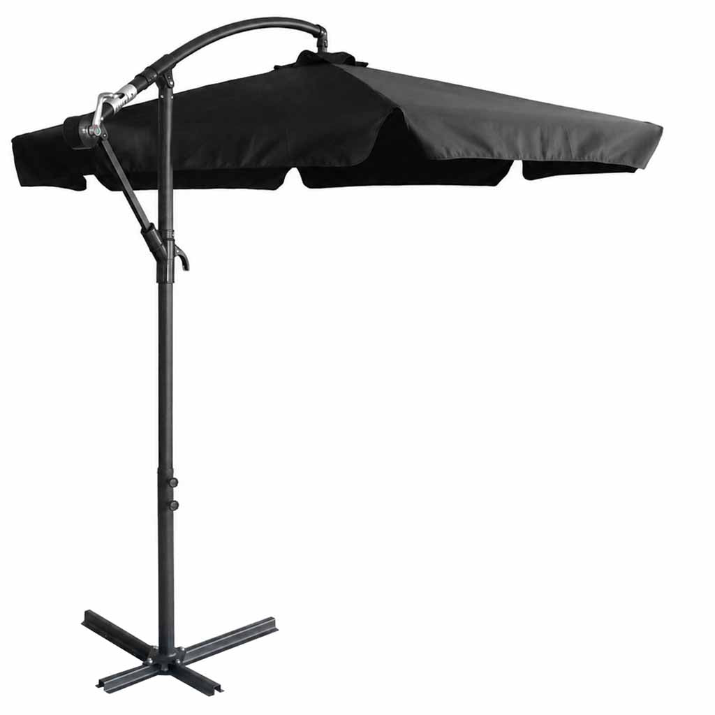 Haveparasol stor foldbar parasol med arm 290 cm sort