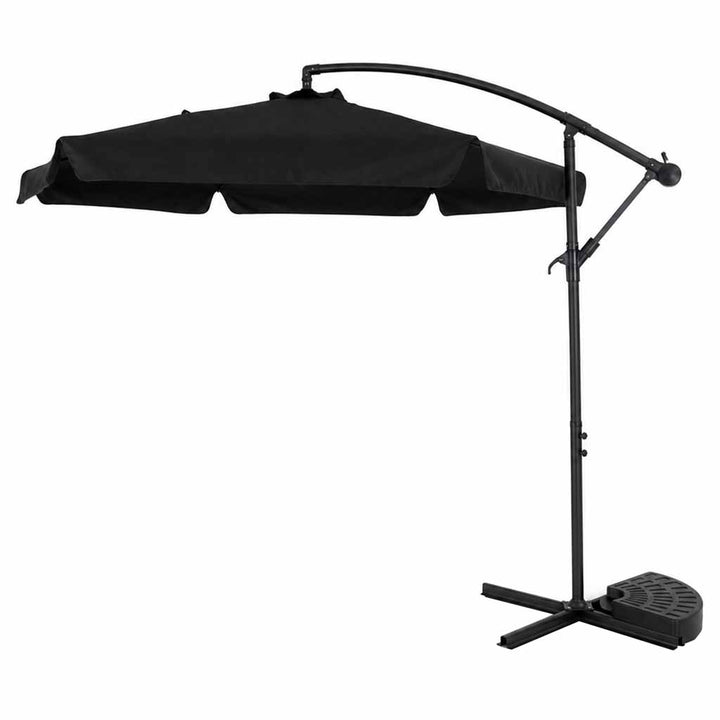 Haveparasol stor foldbar parasol med arm 290 cm sort