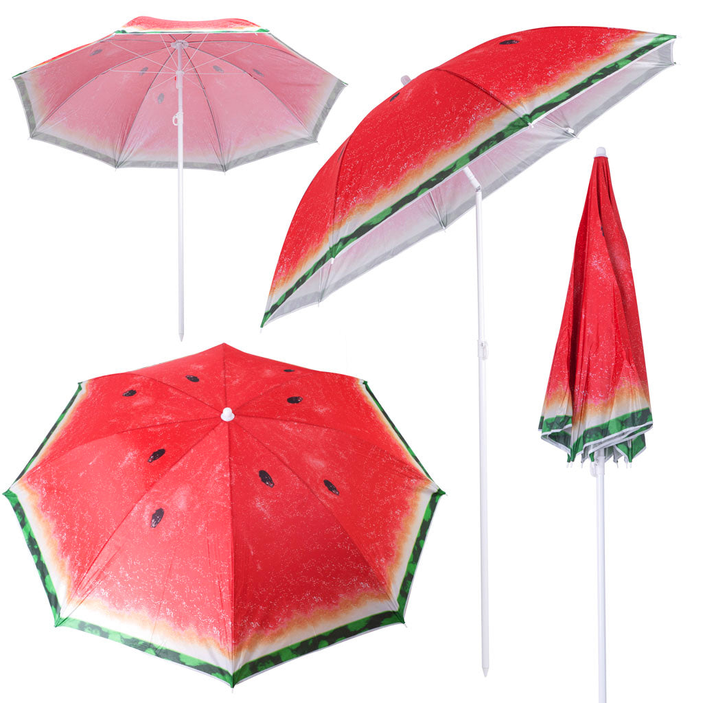 Justerbar strandparasol 150 cm med knækket vandmelon