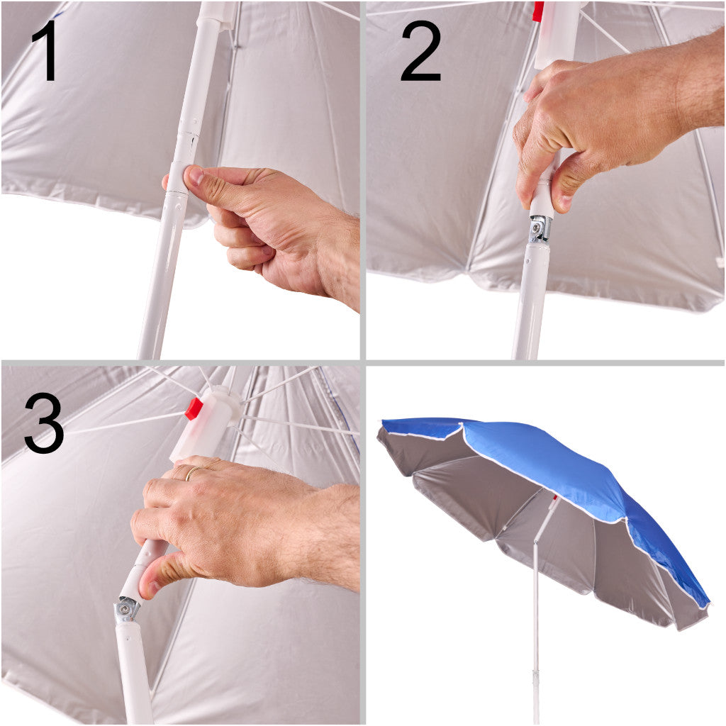 Justerbar, knækkelig, foldbar UV-parasol 150 cm blå
