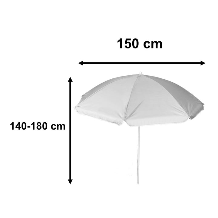 Justerbar, brudbar, foldbar parasol til stranden, UV-belysning, grå, 150 cm