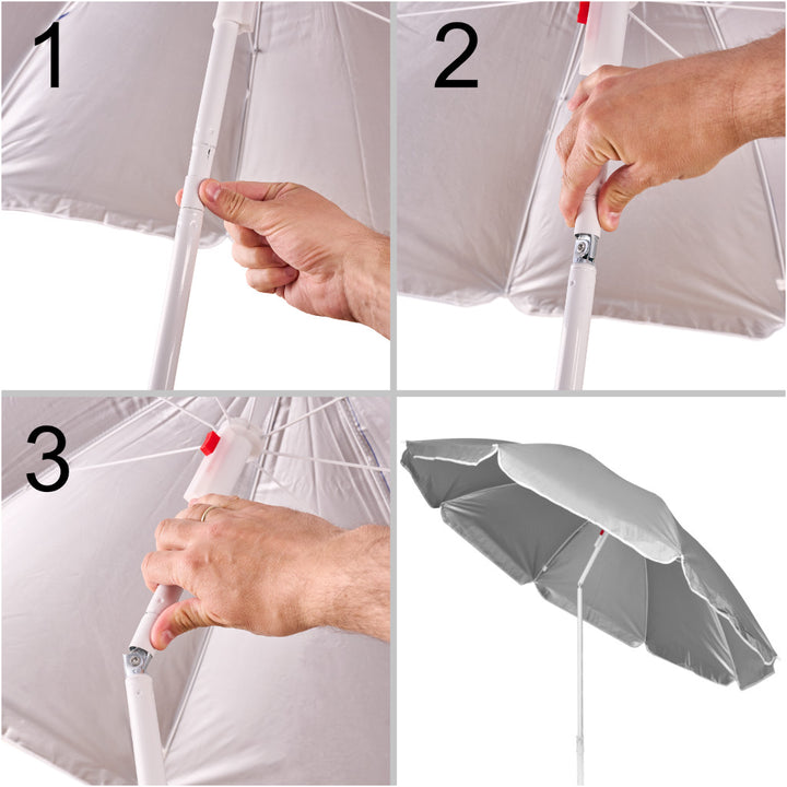 Justerbar, brudbar, foldbar parasol til stranden, UV-belysning, grå, 150 cm