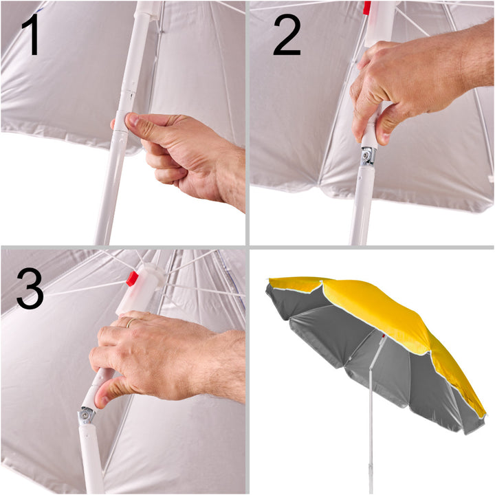 Justerbar, knækkelig, foldbar UV-parasol 150 cm gul