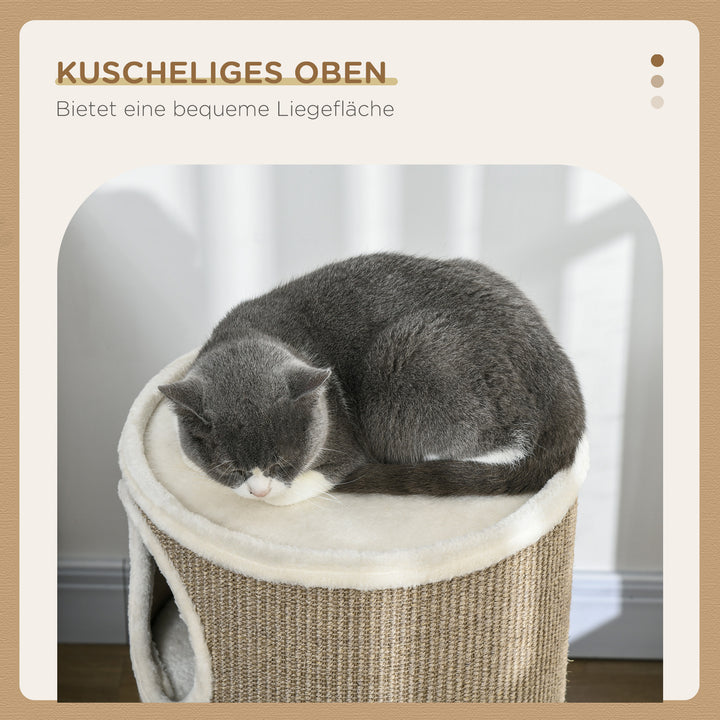 Kradsetønde til katte, blødt plys, sisal kradsetæppe, robust, 38 x 70 cm, brun