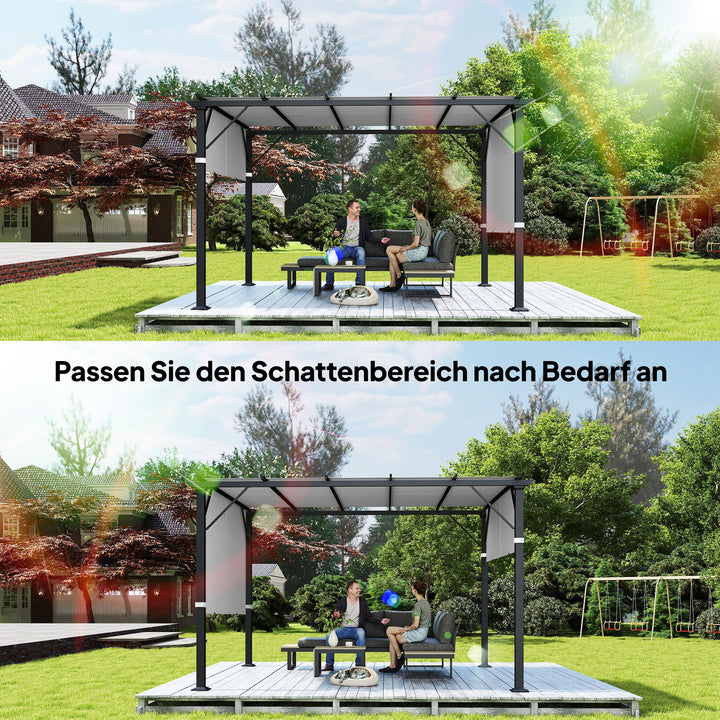 Udskiftningstag til pergola med UV-beskyttelse, solskærm til terrassetag til 3 x 3 m pavillon, lysegrå