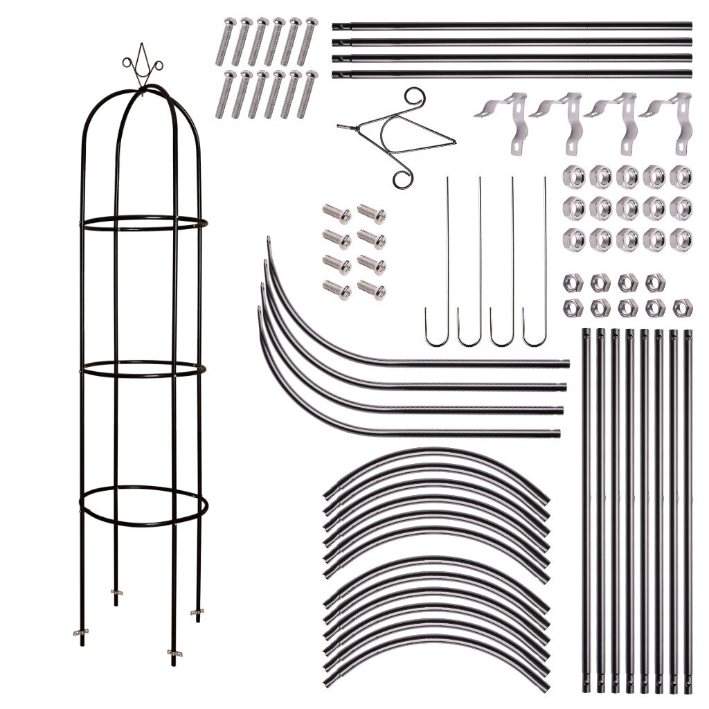 Havepergola søjlestang klokkestativ til roser klatreblomster metal 195 cm