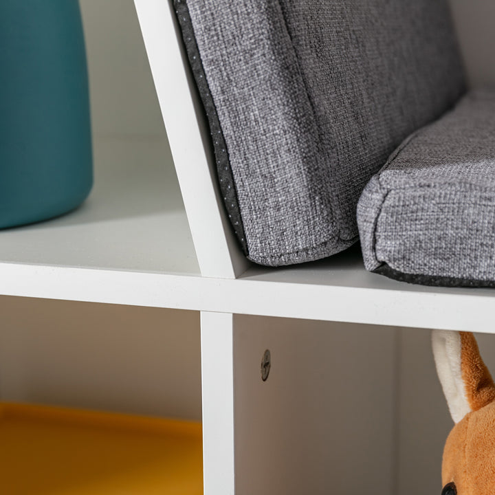 2-i-1 børnehylde + bænk inkl. hynde 103 cm × 30 cm × 62 cm hvid + grå