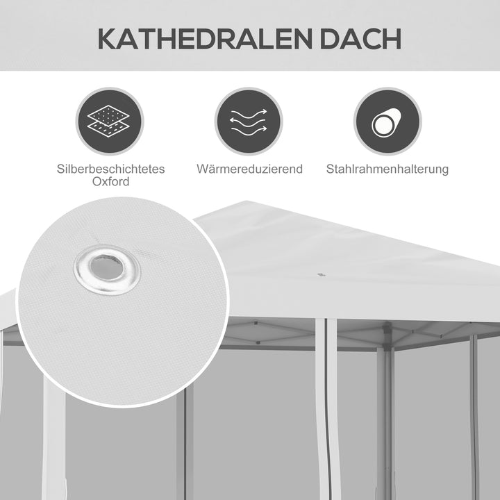 Foldetelt, foldetelt med sidevægge inklusive bæretaske, havepavillon, metal, oxford-stof, 3 x 3 m, cremehvid