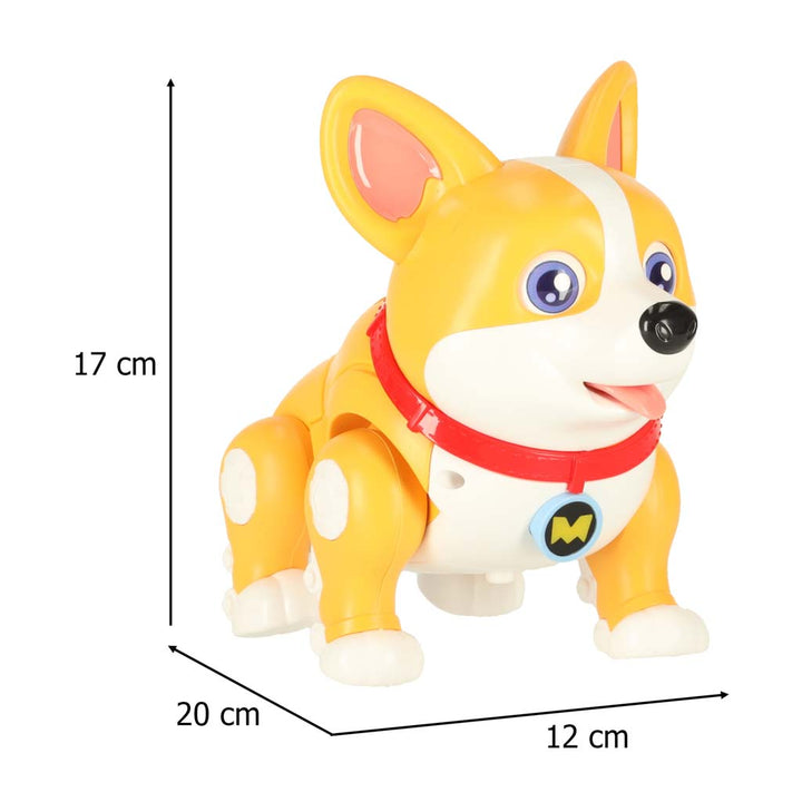 Hund interaktiv robot med Corgi, glødende ører og musik