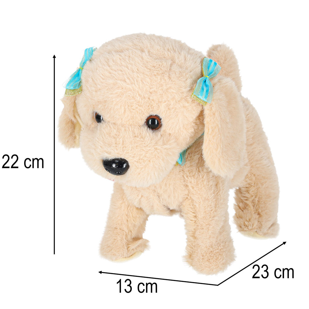 Interaktiv hund i snor, gøer, går, vrikkede med halen, puddel