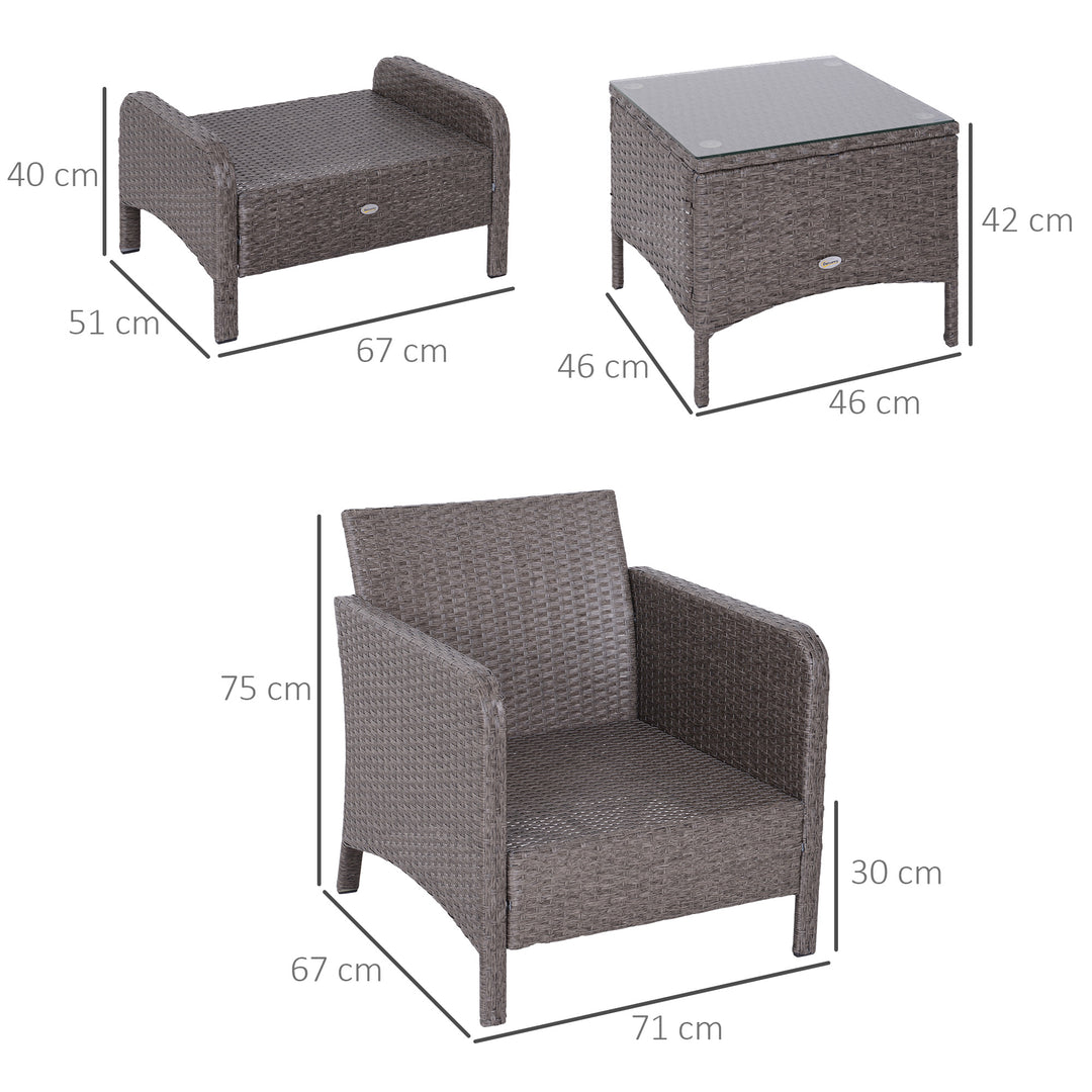5-Delt polyrattan havemøbelsæt siddegruppe havemøbelsæt sofasæt lounge med hynder mørkegrå 2 x lænestole 1 x sofabord 2 x skamler