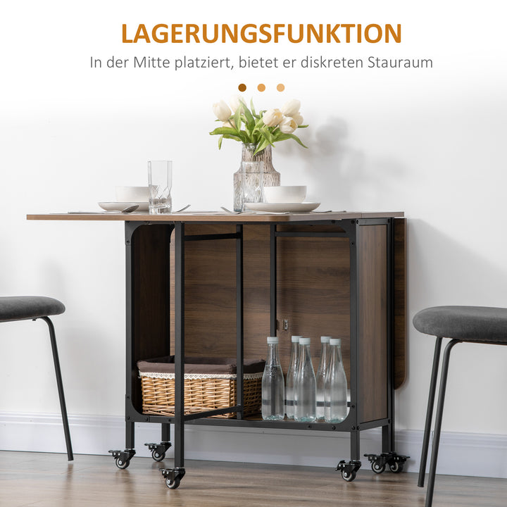 Mobilt klapbord, 2 klapflader, 130 cm x 80 cm x 74 cm, brun