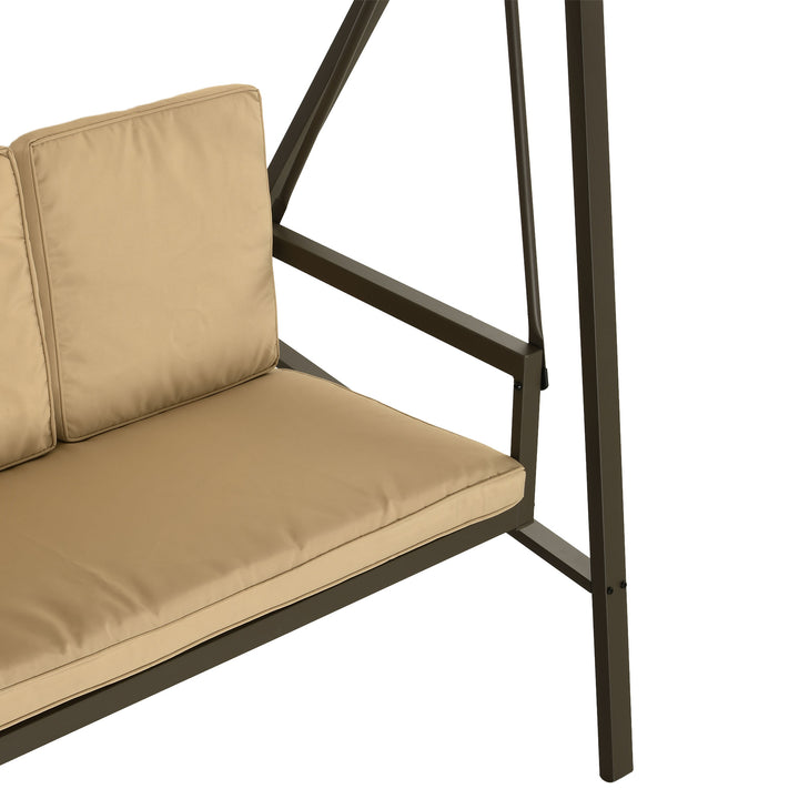 Hollywood gynge, havegynge, gyngebænk, justerbar solskærm, 200 cm x 125 cm x 175 cm, beige + brun