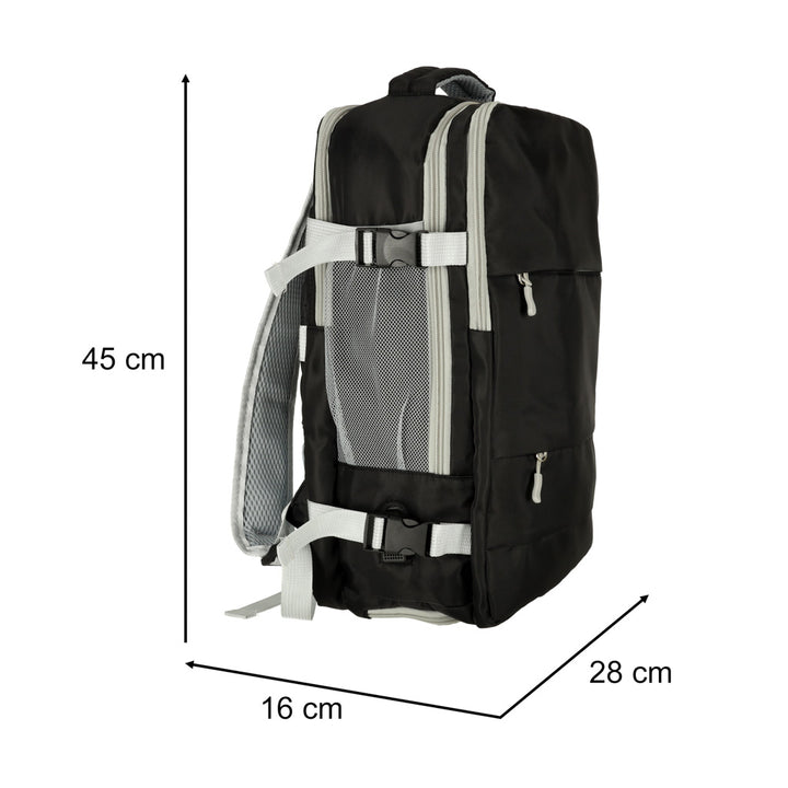 Flyvemaskine rygsæk vandtæt USB-kabel 45x16x28cm sort