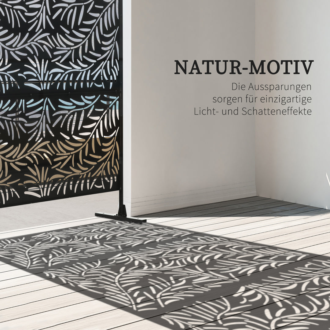 Privacy-skærm, vejrbestandig, stål, 122 cm x 45 cm x 198 cm, sort