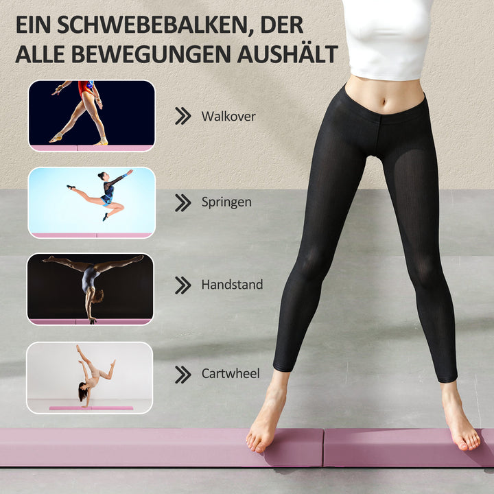 Balancebom 2,4 m, foldbar, skridsikker bund, til 3+ år, op til 80 kg, pink