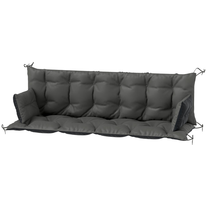 Udendørs hyndesæt til bænk eller verandagynge, tofarvet, polyester, skum, 180 x 110 x 8 cm, mørkegrå