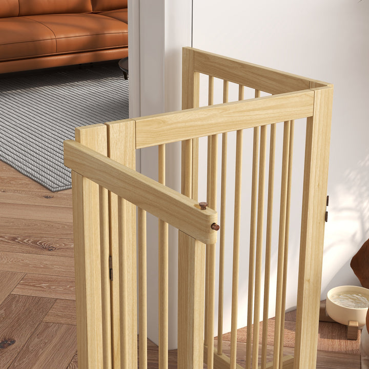 Hundegitter, fritstående, foldbart, med dør og fødder, træramme, 220x36x91cm