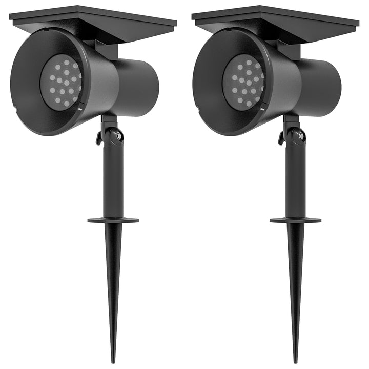 Solcellelamper, 2-pak solcellelamper, solcelledrevet havelampe med 2 lysfarver, gulv-/vægmonteret, ip54 vandtæt til balkon, terrasse, sort