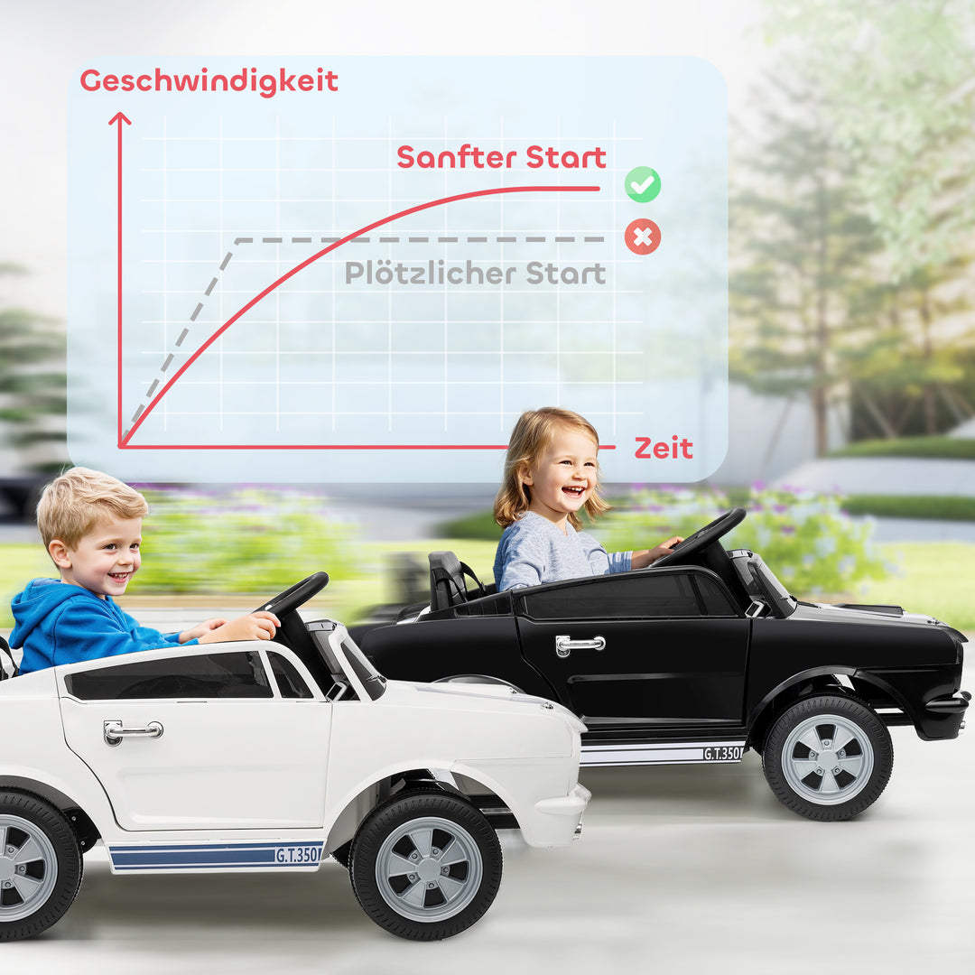 Elbil til børn 12v børnebil med 2,4 ghz fjernbetjening, 2 motorhorn, led, musik hvid