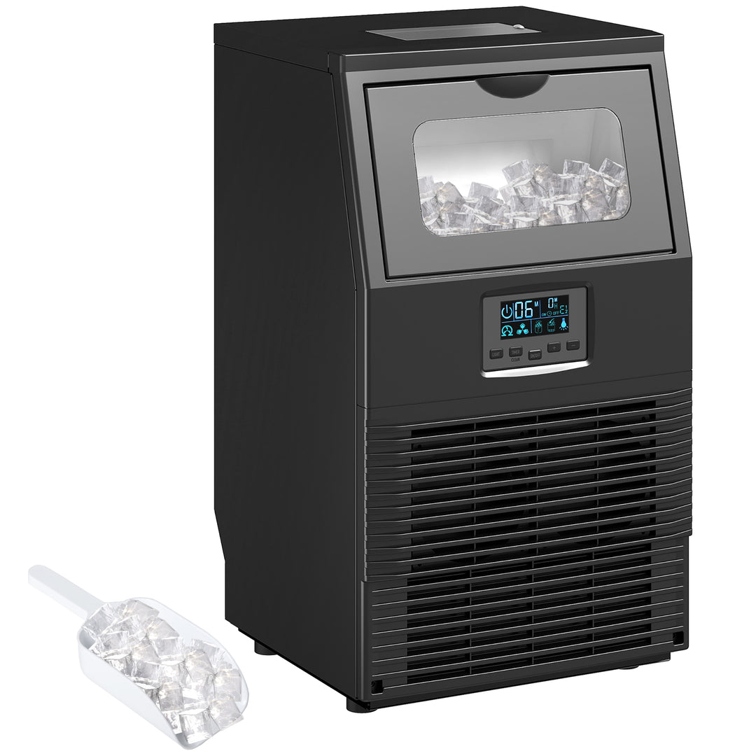 Kommerciel 30 kg/24 timer fritstående isterningmaskine med 4 kg kapacitet, selvrensende, timer, stål, sort