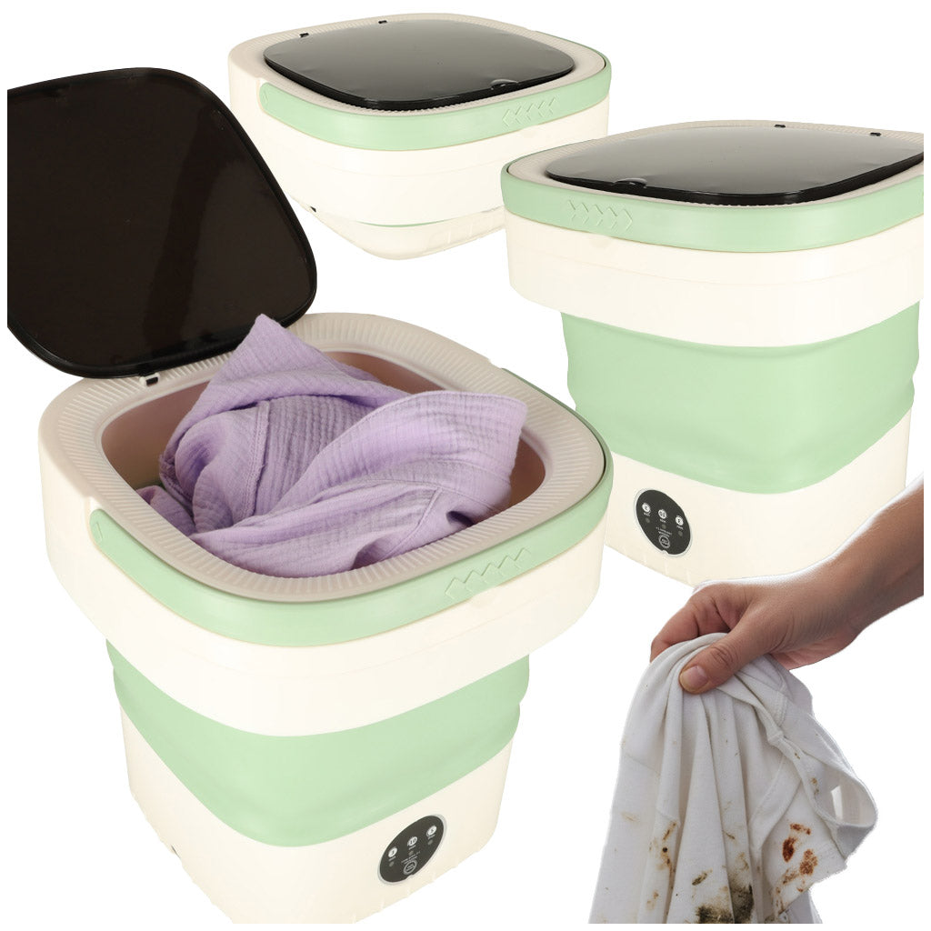 Mini foldbar bærbar vaskemaskine 12L grøn