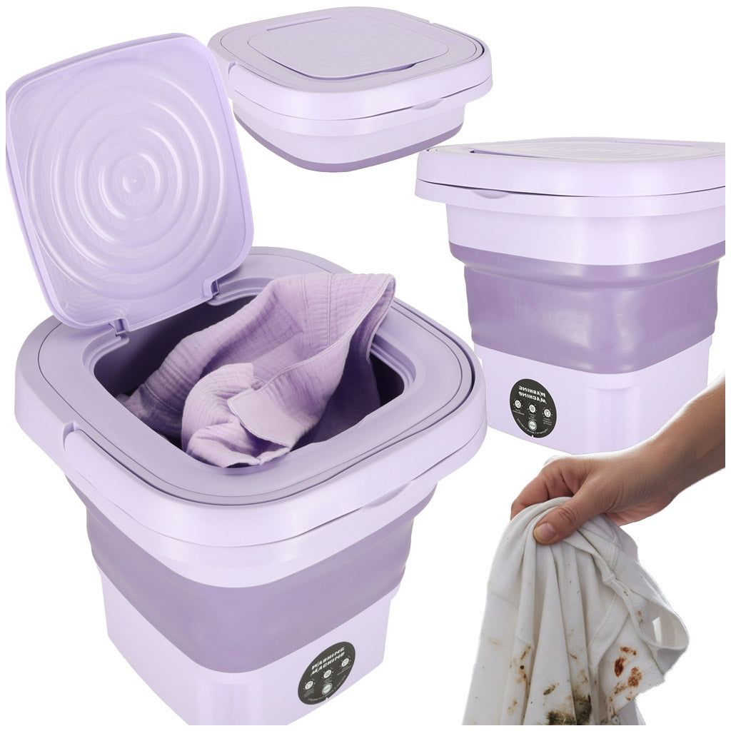 Mini foldbar bærbar vaskemaskine 12L lilla
