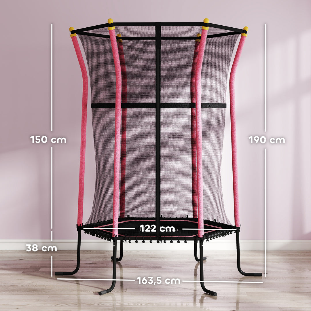Trampolin til børn, 163,5 cm, med sikkerhedsnet, polstret, stål, lasteevne op til 50 kg