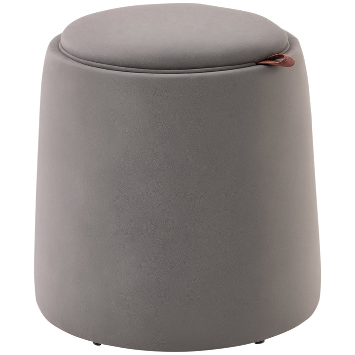 2-I-1 fløjlsskammel med opbevaring og aftageligt låg ø44 cm x 47,5 cm grå