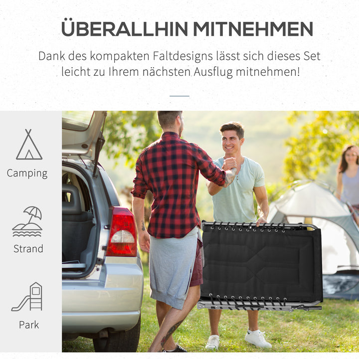 Sammenklappelig liggestol, havestol med hynde, justerbar ryglæn med 5 positioner, stålstel, Oxford-stof, sort, 188 x 57 x 30 cm