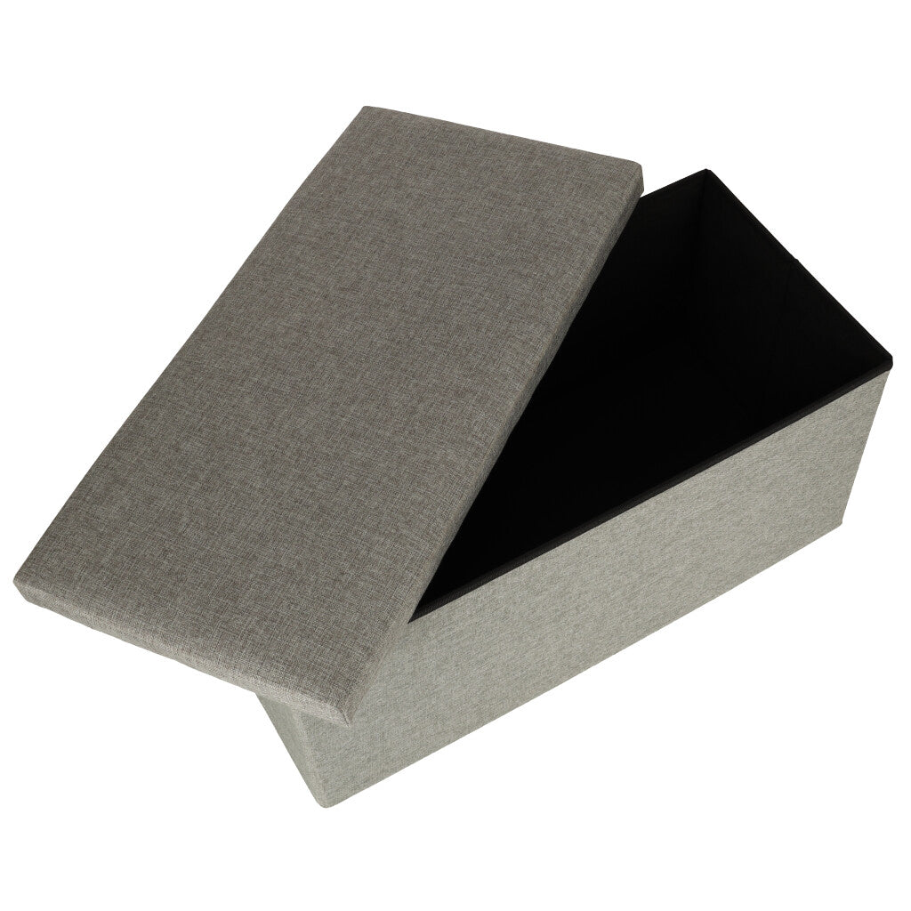 Sammenklappelig puf med opbevaringsrum grå stor 76x38x38cm
