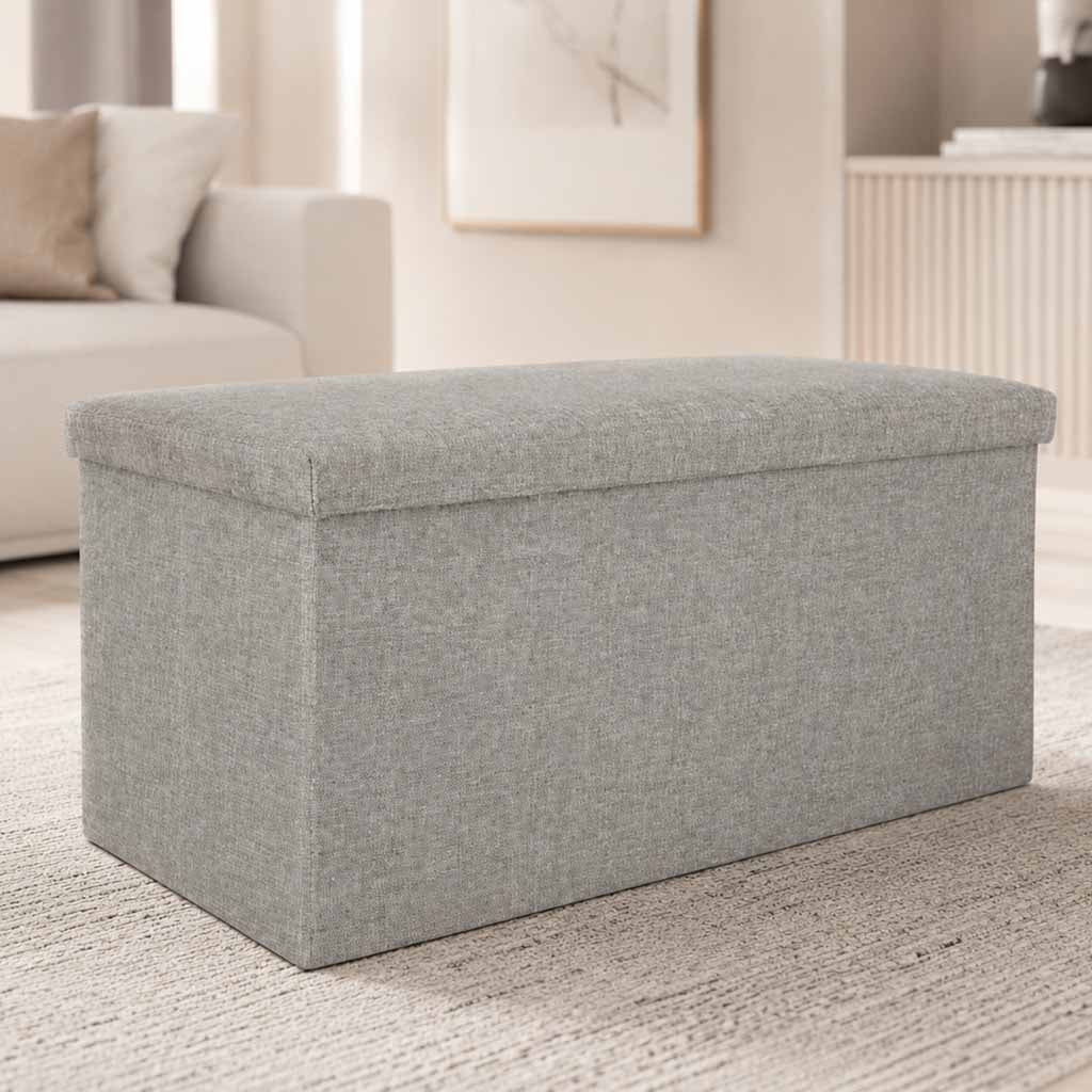 Sammenklappelig puf med opbevaringsrum grå stor 76x38x38cm