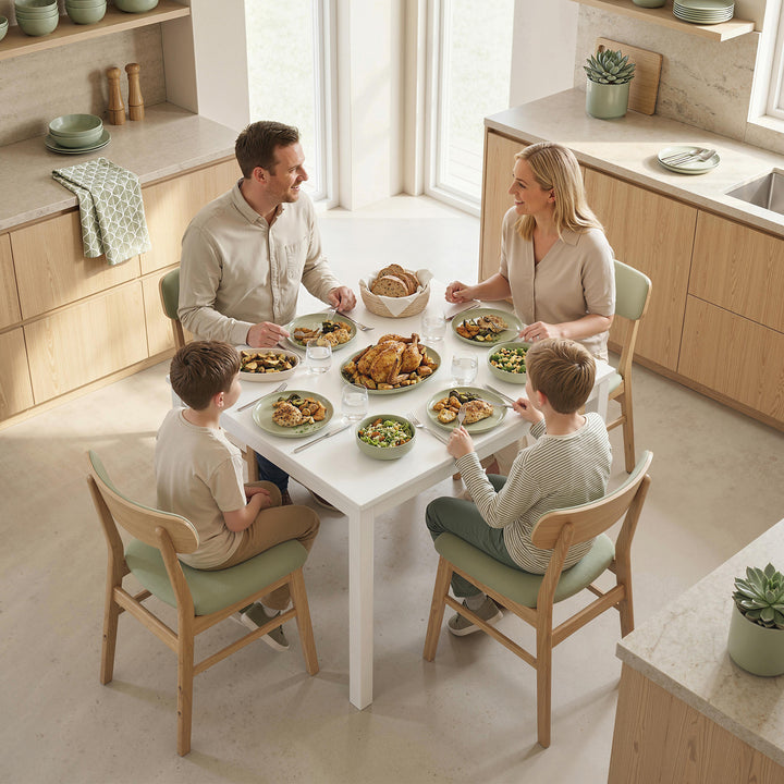 Udtrækkeligt spisebord 80-120 cm til 4-6 personer, pladsbesparende køkkenbord med nem udtræksmekanisme, naturfarvet