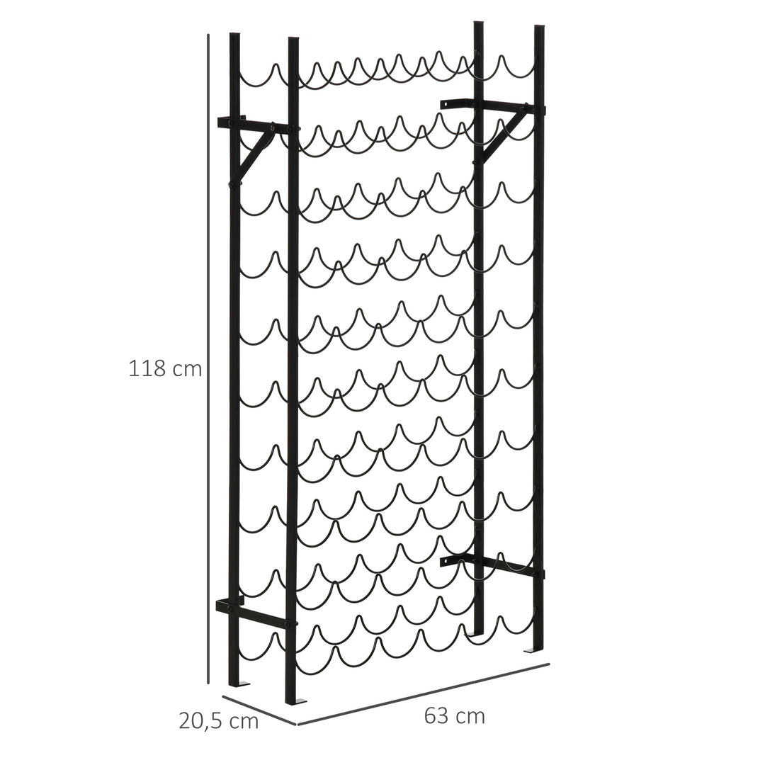 Vinreol vinstativ flaskereol 60 flasker vægmonteret metal sort