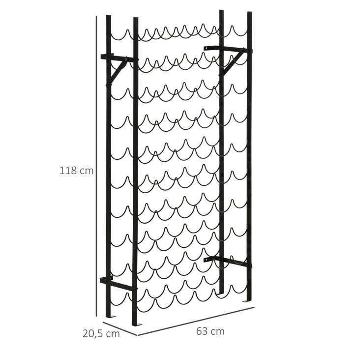 Vinreol vinstativ flaskereol 60 flasker vægmonteret metal sort