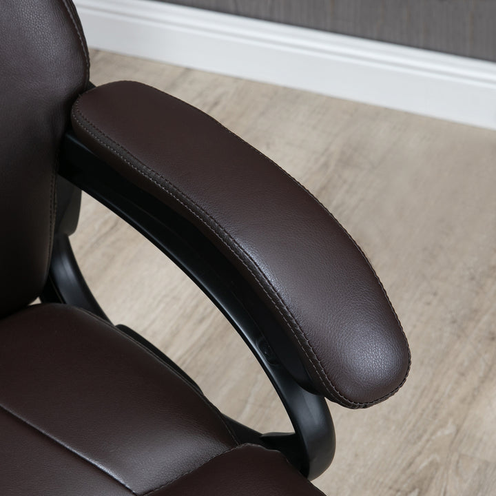 Kontorstol, executive stol, gaming stol, drejestol, gyngefunktion, tyk polstring, 180 kg lasteevne, ergonomisk design, højdejusterbar, kunstlæder, brun, 72 x 83 x 114-122 cm