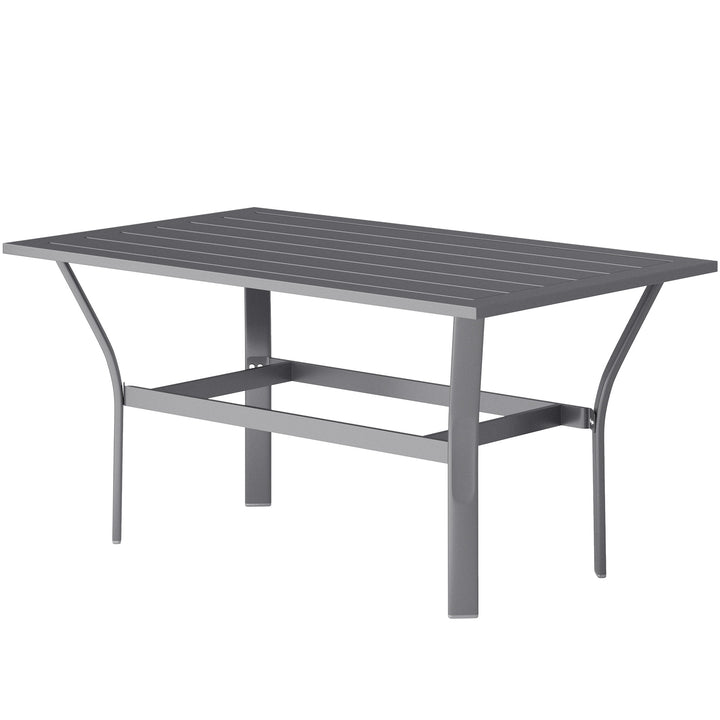 Sidebord metal balkonbord med lameldesign vejrbestandigt sofabord havebord 91,5 x 55 x 45 cm mørkegrå